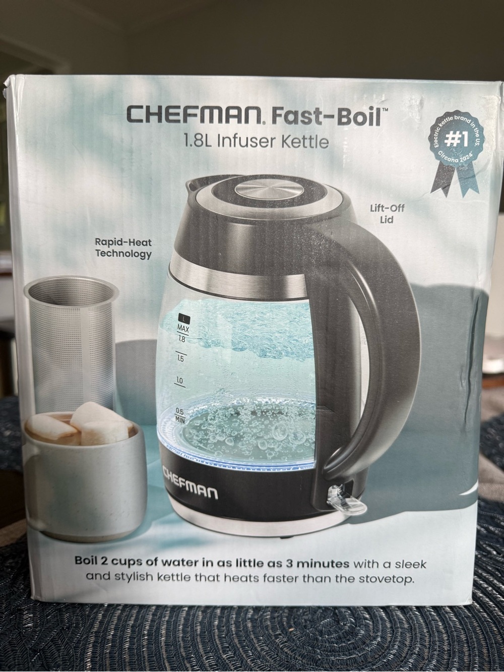 CHEFMAN Fast-Boil 1.8L Infuser Kettle - Black